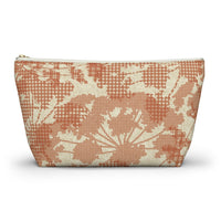 Floral Plaid Accessory Pouch w T-bottom in Orange